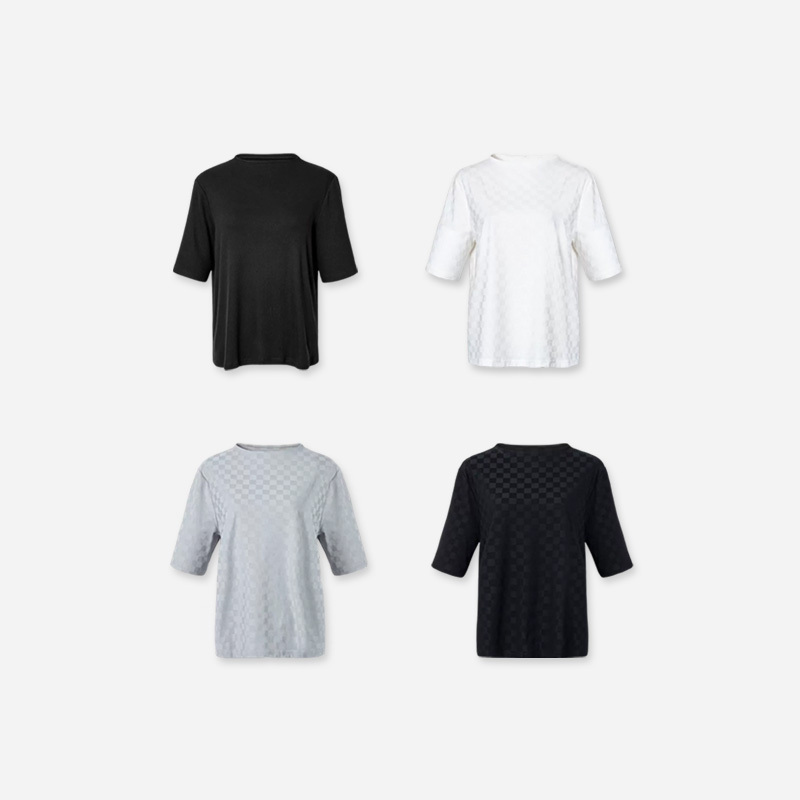 Plus Size Women's Clothing for April 9Th, Fat mm 2026 Summer Mid-Sleeve Small Stand Collar Comfortable and Elegant Slimming T-Shirt, 5 Colors