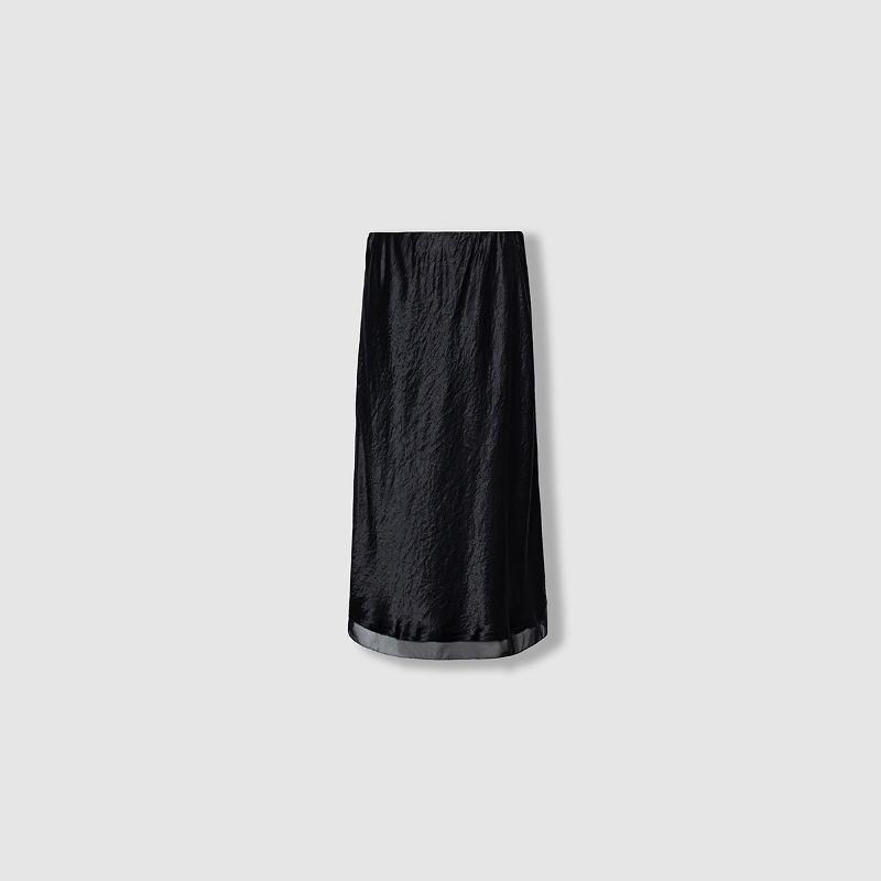 Plus Size Women's Clothing for Fat Women 2026 Summer, Flowing Acetate, Slimming and Elegant Fashion [Moonlight] Elegant Skirt