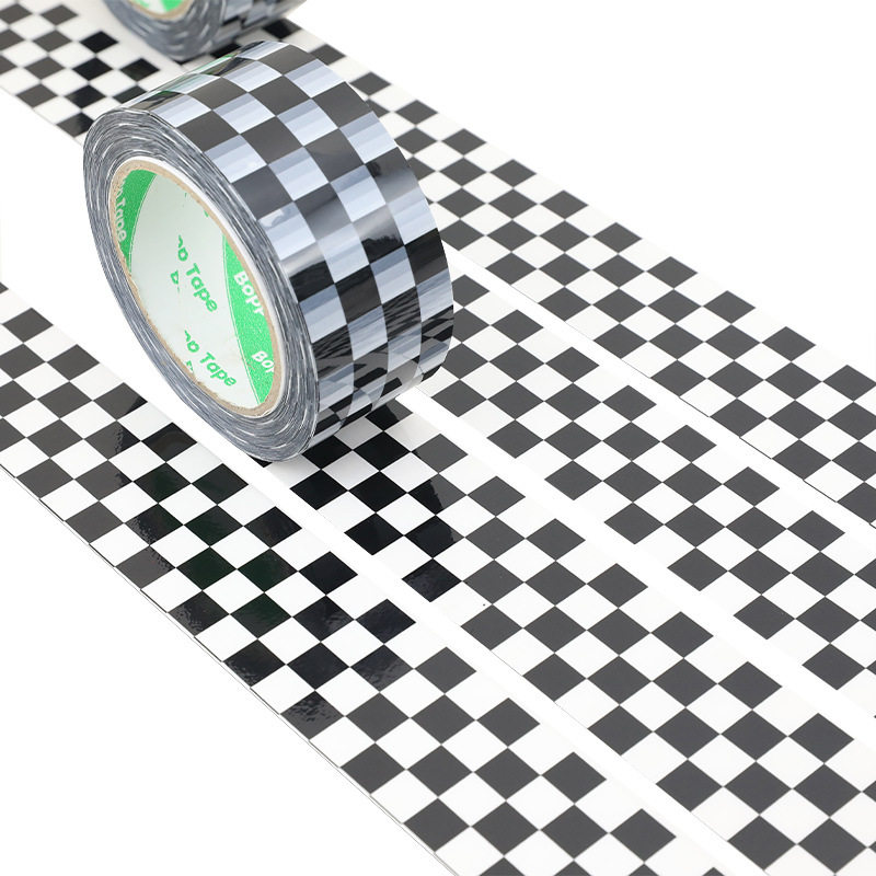 Simple black and white checkered packing tape, milk pattern decorative gift stickers, large roll of tape.