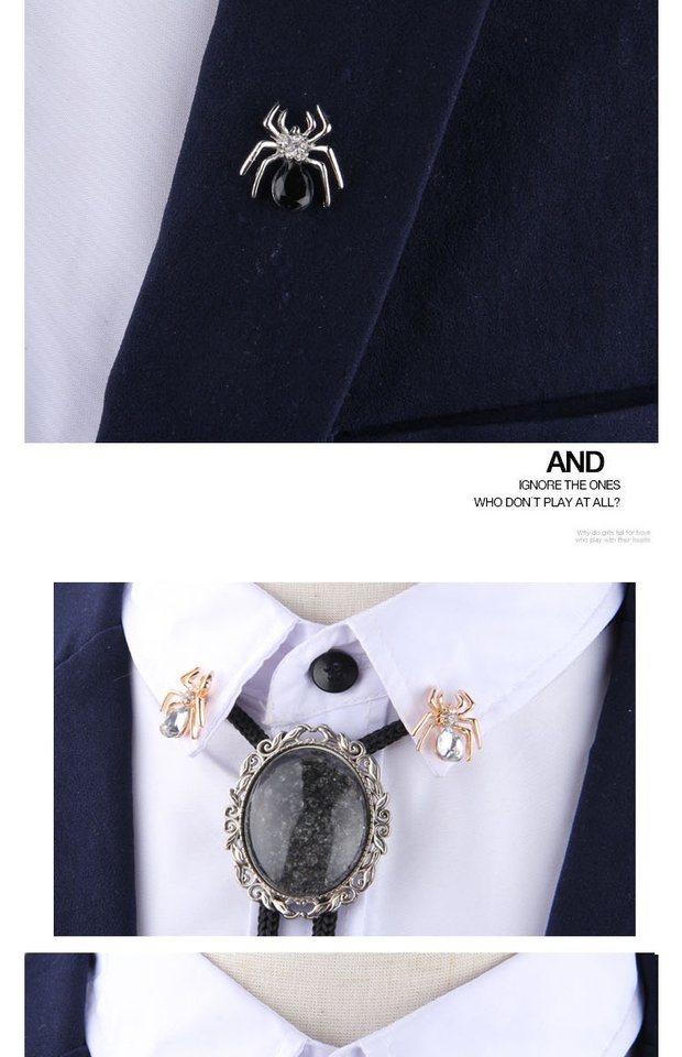 Hàn Quốc pin nhện dễ thương nam và nữ cổ áo pin cổ áo khóa Phiên bản Hàn Quốc của áo sơ mi động vật pin kim phù hợp với cổ áo hoa thủy triều ghim cài áo vest nam