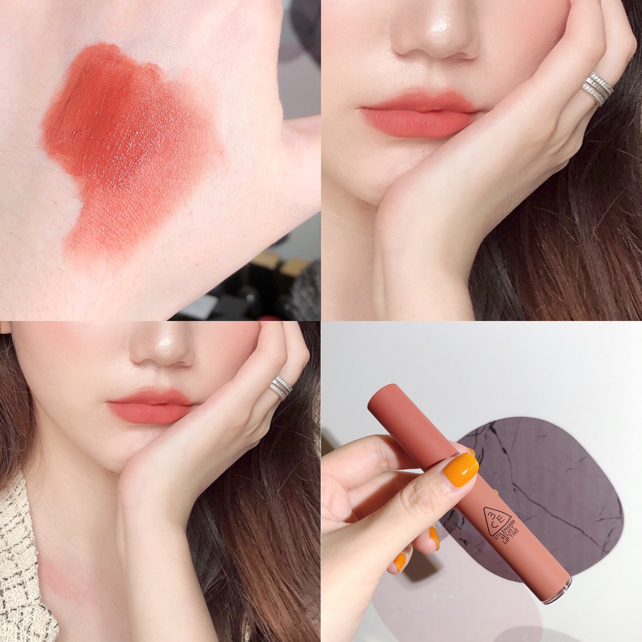 Milk and milk fragrance almond light pumpkin color Korea 3ce matte velvet going right lip glaze