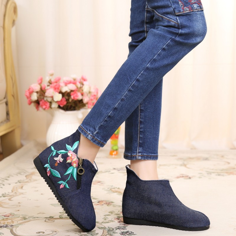 Mùa xuân và mùa thu 2018 mới giày vải Bắc Kinh cũ của phụ nữ bốt trong ống đơn giày boot nữ vascara