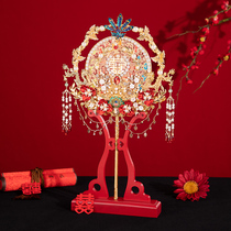 Wuxiuyuan new Chinese style bouquet heavy industry golden round fan diy material package bride wedding high-end wedding fan