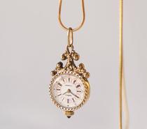 Lithuanian Floral㊣ Vintage exquisite dreamy floral necklace 17 gems mechanical pocket watch