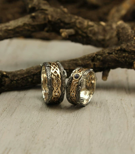 Украинская покупка Celtic ◇ Handiculum retro Celtics Tree Ring 14k Gold Warding Rings