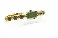 Винтажные наручные часы 立陶宛代购watch㊣ 古着华丽天然翡翠宝石花丝优雅女士机械手表