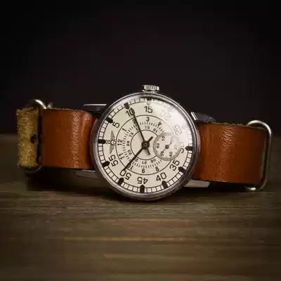 Overseas Aviator ◇ Ancient Men's retro Soviet pilot military watch brown leather mechanical watch