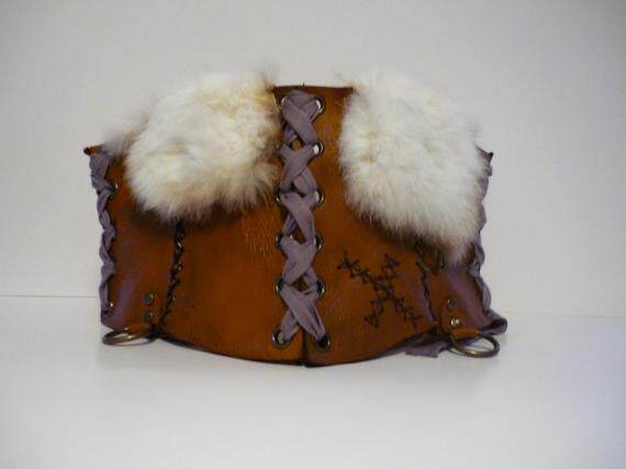 Corset with Canadian hand for retro brown leather sewn girdle cosplay accessories