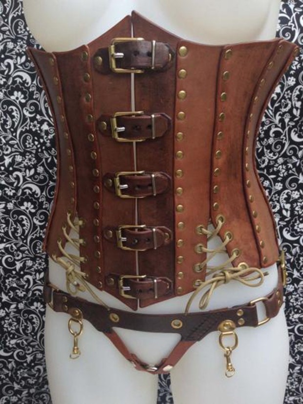 Australian Colster hands on steam punk leather tight corset Cosplay performance decoration