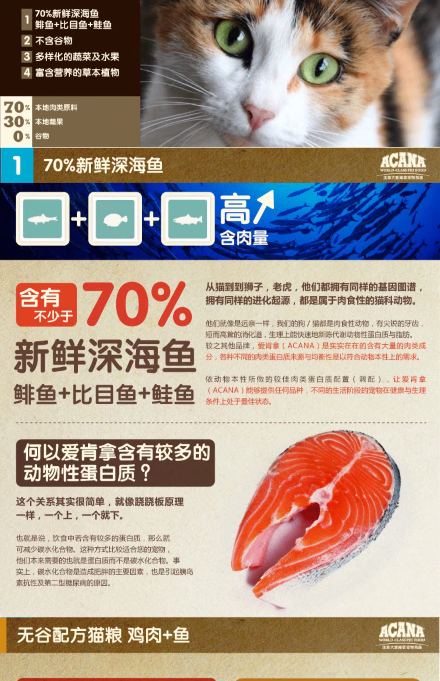 Renke Pet Canada ACANA thích ăn cá gà cá biển mà không có thức ăn nguyên hạt cho mèo 12 lbs 5,4kg - Cat Staples hạt cho mèo con 2 tháng tuổi