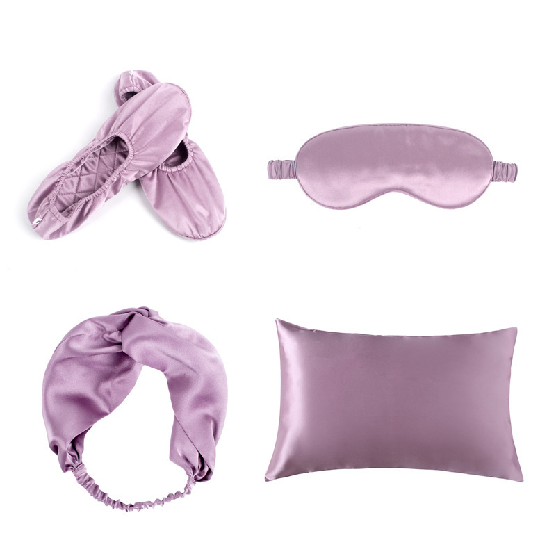 ins First Class Mulberry Silk Luxury Home Travel Set Souvenir Silk Slippers/Eye Mask/Hair Band/Pillowcase