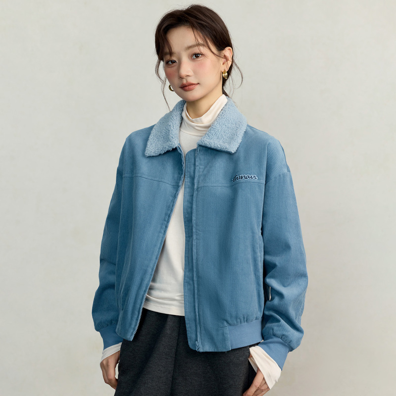 Inman Quilted Thickened Warm Jacket for Women, Winter Vintage Barn Style Faux Lamb Wool Lapel Cotton Coat Top Inman Quilted Thickened Warm Jacket for Women, Winter Vintage Barn Style Faux Lamb Wool Lapel Cotton Coat Top