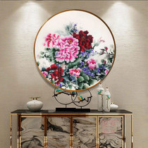  Su embroidery finished hanging painting round peony flowers blooming rich silk handmade embroidery decorative painting entrance living room new Chinese style
