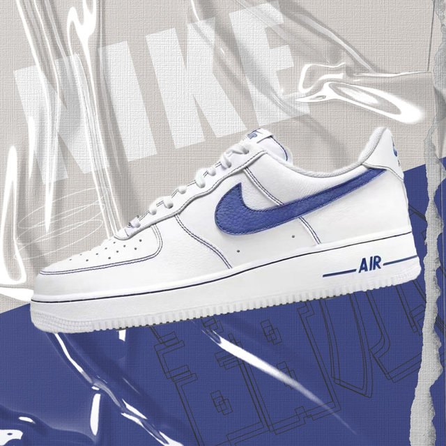 NIKE white and blue fashionable and versatile Air Force One sneakers