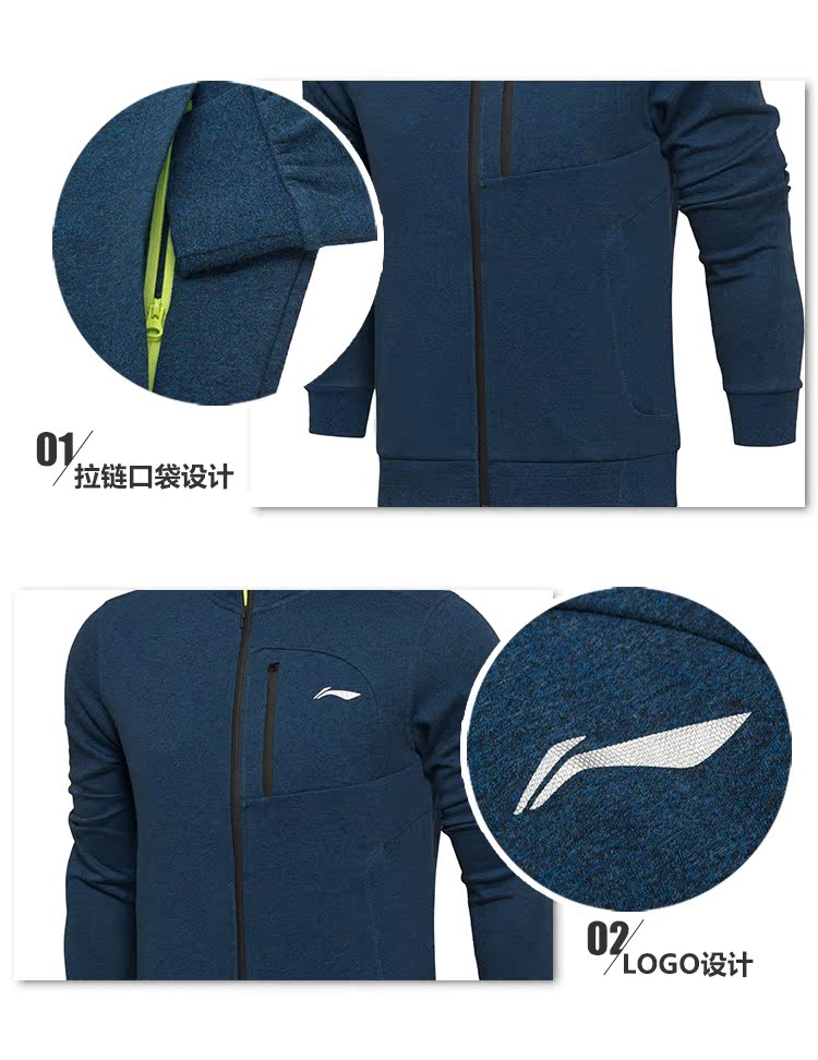 Bộ đồ thể thao nam Li Ning 2019 xuân mới áo ấm áo len Wei quần dài tay thể thao AWDM087 - Thể thao sau bộ nỉ adidas nam chính hãng