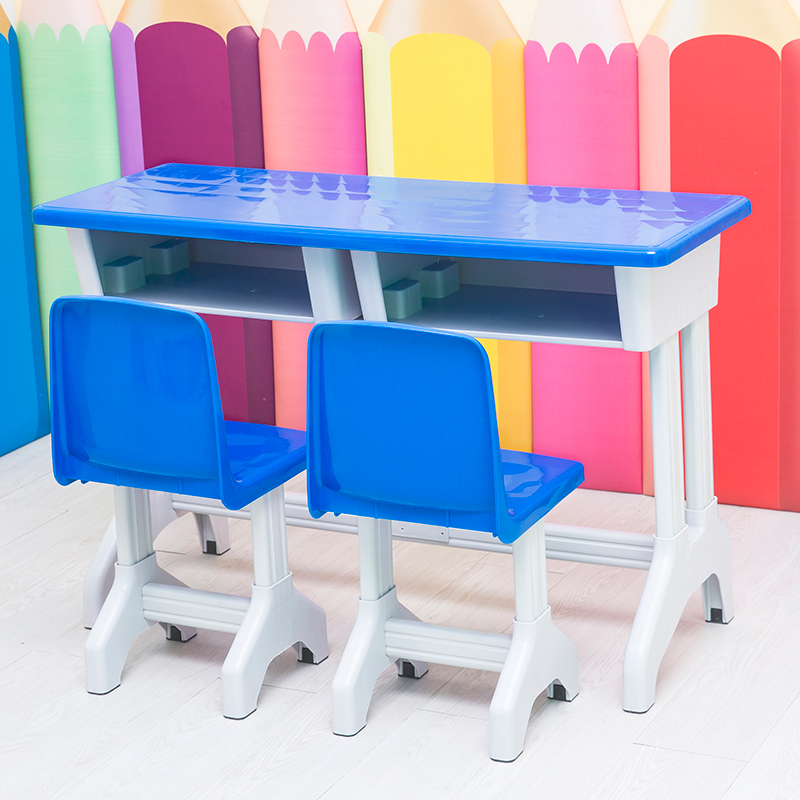 High school elementary school students desk and chair Student desk and chair Plastic steel desk and chair Student table Single lift desk and chair