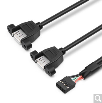 Motherboard 9pin to USB2.0 two extension with screw holes fixed 9 stitches to USB2 port baffle