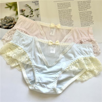 Foreign trade princess fan sexy lace transparent mesh stitching hip cotton low waist womens underwear