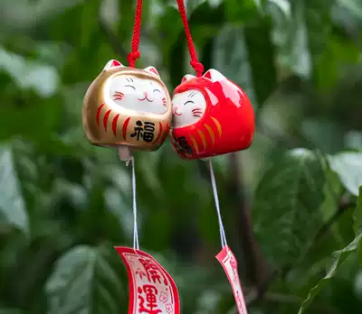 Spot Japanese Seto Burning Medicine Kiln Dharma Cat Transfer Recruitment Summer Wind Bell Car Hanging