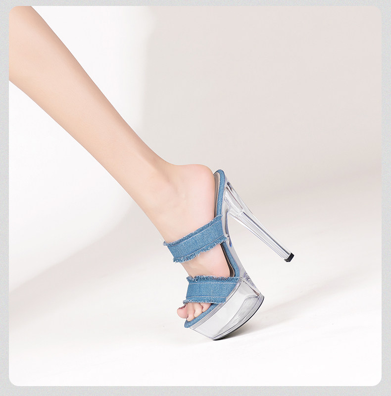 Sandal cao gót nữ mũi nhọn chất denim retro, gót nhọn 12–15 cm — Xanh Cao Gót 12cm, Xanh Cao Gót 15cm chi tiết 17