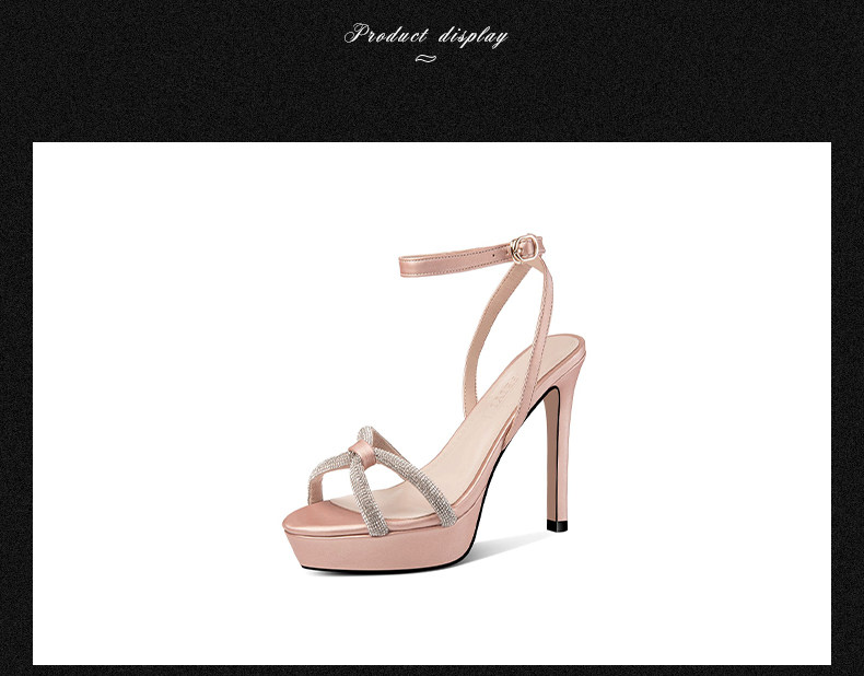 Sandal cao gót nữ hở mũi đế platform chống nước, gót nhọn 9 cm — Kê, Hồng Đậu chi tiết 10