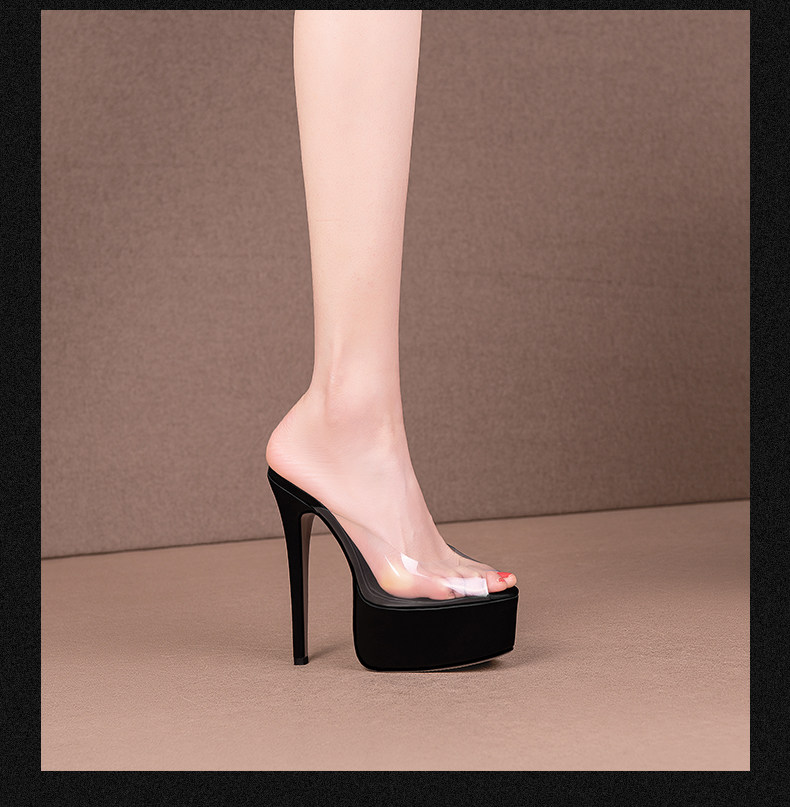 Sandal peep toe nữ gót siêu cao 12–15 cm đế platform chống nước — Đen Cao gót 12cm, Mơ Cao gót 12cm, Đen Cao gót 13cm, Mơ Cao gót 13cm chi tiết 4