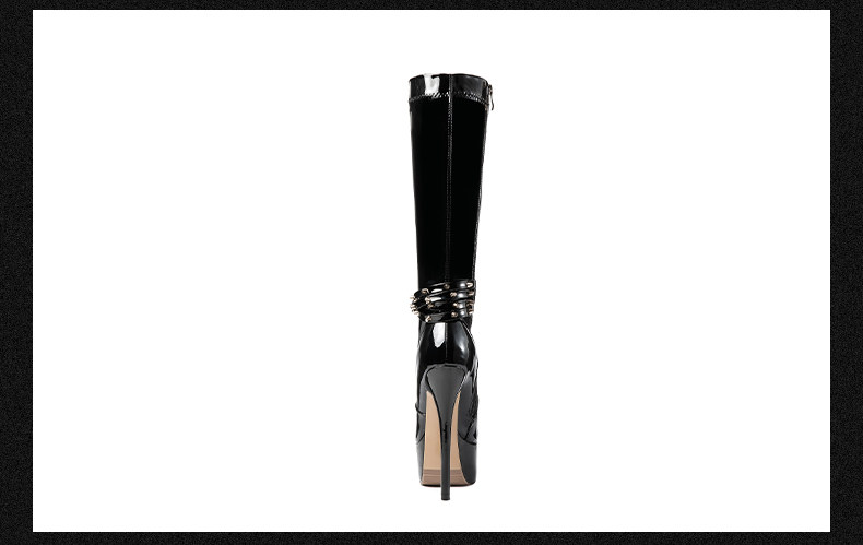 Boot nữ cổ cao ôm bắp chân da bóng gót siêu cao 13–15 cm — Đen Cao Gót 15cm, Đen Cao Gót 13cm chi tiết 12