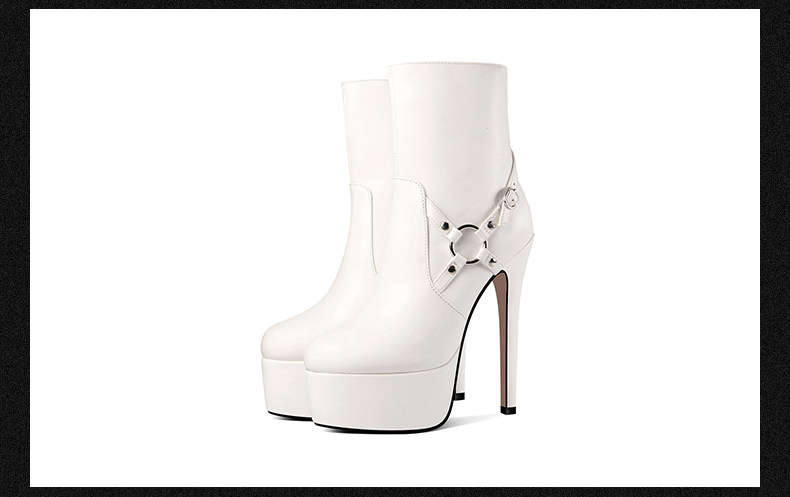 Boot cổ thấp gót nhọn phong cách Pháp cho nữ, kéo khóa bên, dáng ôm mắt cá chân — Đen Cao Gót 15cm, Trắng Cao Gót 15cm, Đen Cao Gót 12cm, Trắng Cao Gót 12cm chi tiết 13