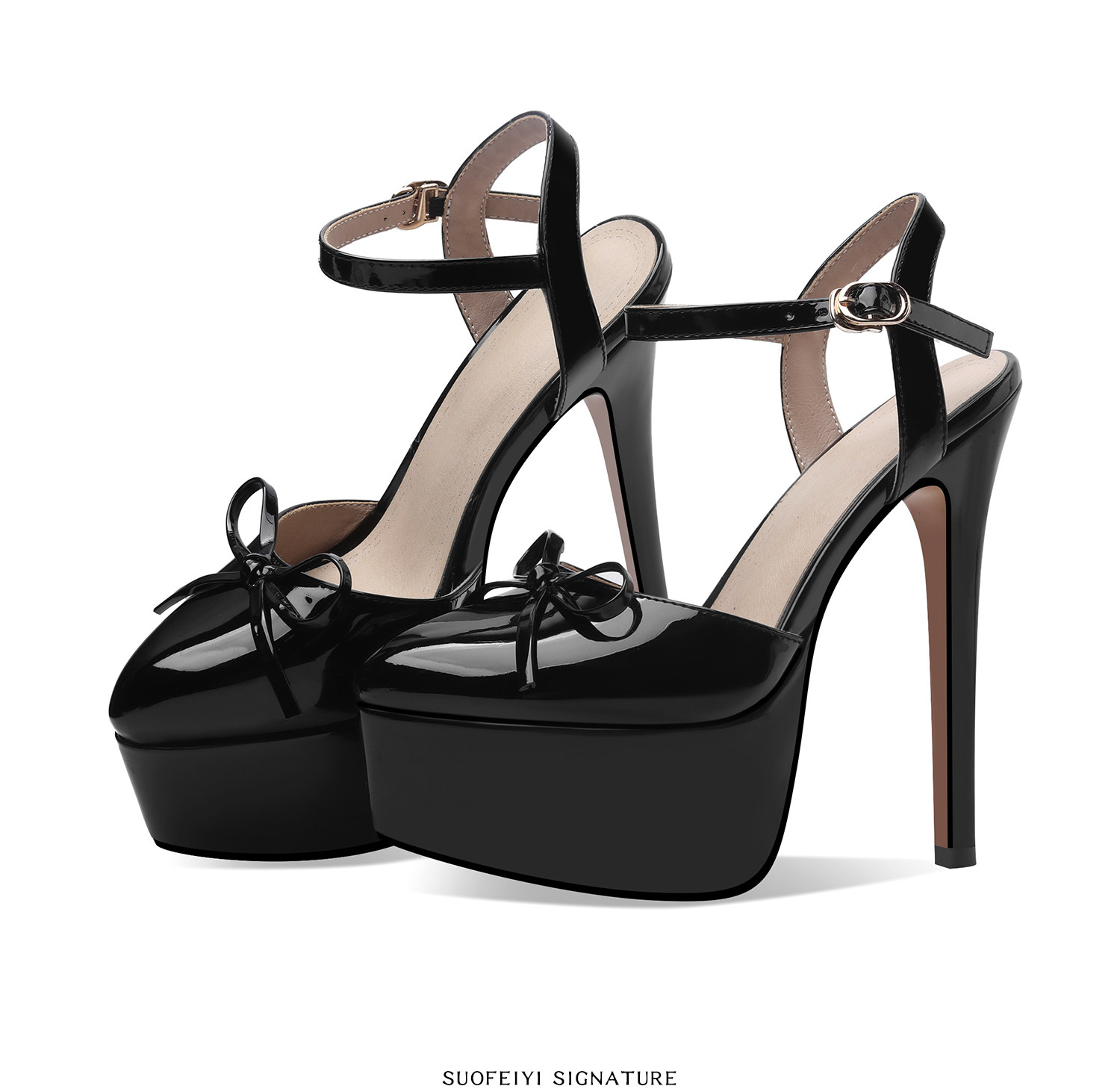 Sandal cao gót nữ mũi nhọn quai mảnh gót nhọn 9 cm — Đen, Mơ chi tiết 3