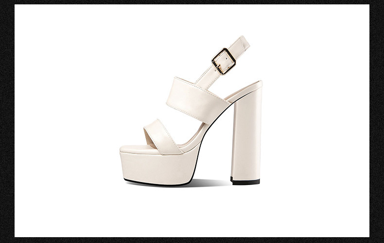 Sandal cao gót nữ quai mắt cáo mũi hở đế platform chunky — Đen, Be chi tiết 12