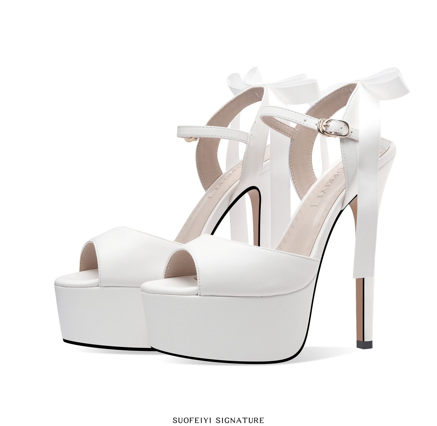 Sandal cao gót nữ hở mũi nơ bướm đế platform gót 12-15 cm — Đen Cao Gót 12cm, Trắng Cao Gót 12cm, Đen Cao Gót 13cm, Trắng Cao Gót 13cm chi tiết 12