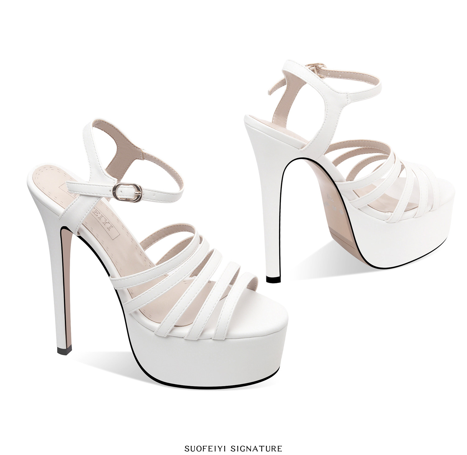 Sandal cao gót nữ quai mảnh hở mũi gót 12-15 cm đế platform chống nước — Đen Cao Gót 12cm, Trắng Cao Gót 12cm, Vàng Cao Gót 12cm, Đen Cao Gót 13cm chi tiết 7