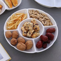 Fengmei melamine rice plate split fast food plate 11 inch five-grid disc imitation porcelain plate snack snack plate brine platter
