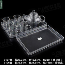 Acrylic tray transparent frosted plastic plate rectangular Hotel Hotel room storage water Cup plate black 8106