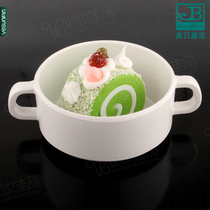 American and Japan Garbo melamine tableware imitation porcelain bowl double ear bowl soup bowl small soup cup dessert bowl Western coffee cup D198