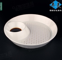 Fengmei restaurant imitation porcelain tableware Melamine Plate 9 inch dumpling plate steamed dumpling plate steamed shrimp steamed vegetable plate with partition P190