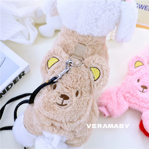 Домашние животные осень и зима, теплая четырехдушная бархатная куртка Тедди Белом Бамей Маленькая собака