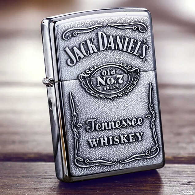 带美国本土红封条zippo正品芝宝打火机银色杰克丹尼酒标美国