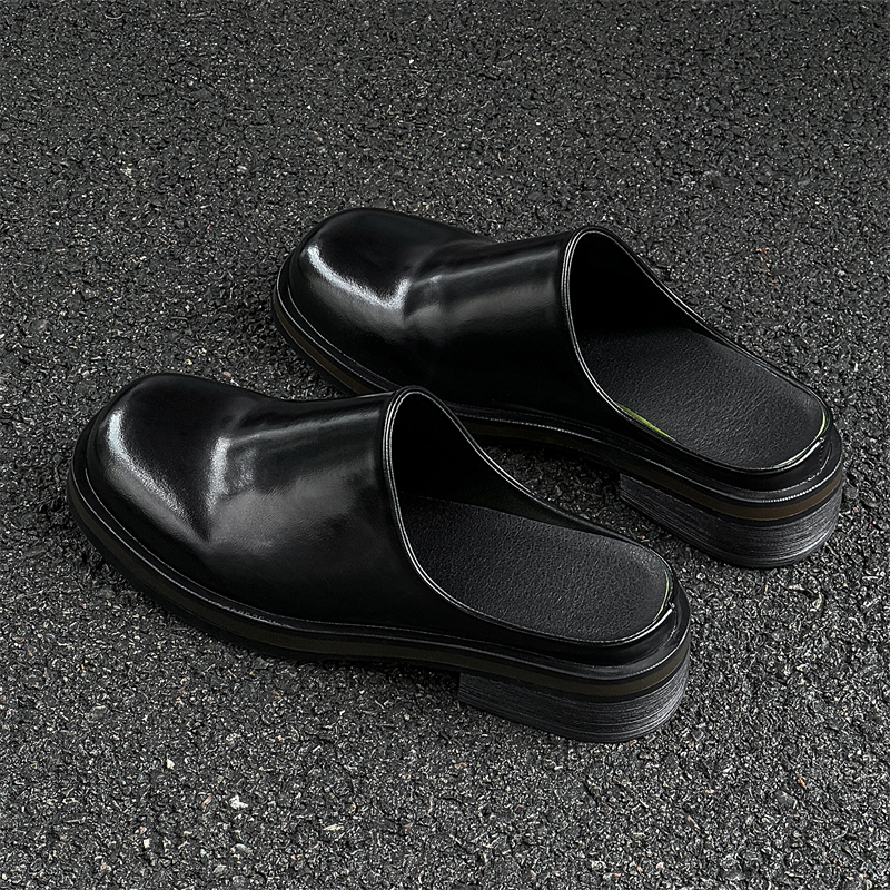 American-Style Thick-Soled Outdoor Birkenstock Shoes for Men, 2026 Summer Niche Closed-Toe Mules, High-Street Slip-On Half-Slip Leather Shoes