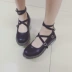 Dây đeo tối màu loli thấp với đầu tròn là đôi giày đế thấp mỏng Giày đơn liti punk rock goth gió sản phẩm mới giày thể thao nữ 2021 Giày cắt thấp