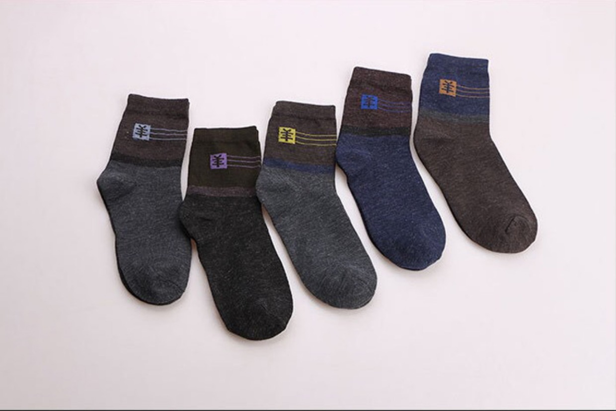 Đàn ông trung niên giả len polyester ống cotton mùa thu và mùa đông cotton cotton vớ cũ vớ nam dày dày vớ nam tất uniqlo