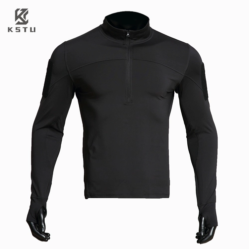 Тактический быстросохнущий дышащий лонгслив для тренировок, круглый воротник