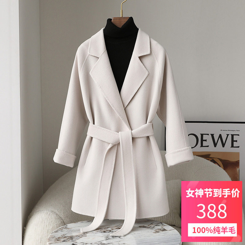 Double - sided zero cashmere coat girl in the winter 2022 new high - end small wool coat