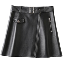 Haining sheep leather skirt high waist leather skirt women thin 2021 autumn and winter New short skirt hip A- line dress