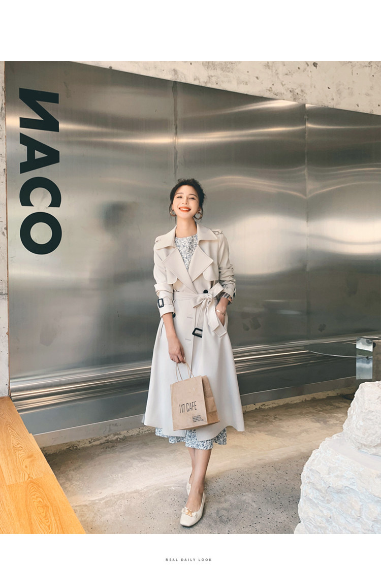 Women's Mid-length Trench Coat Elegant British Style For Petite_voghion.com