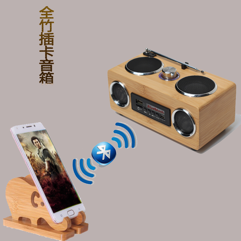 Bamboo card audio desktop wireless bluetooth technology bamboo remote control speaker learning story speaker can be connected to mobile phone