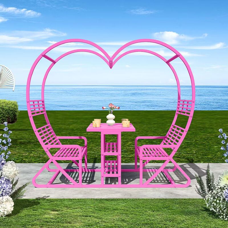 B&B Balcony Leisure Table and Chair Set, Courtyard Garden Outdoor Seating, New Trendy Apple-Shaped Heart Chair for Social Media Photos