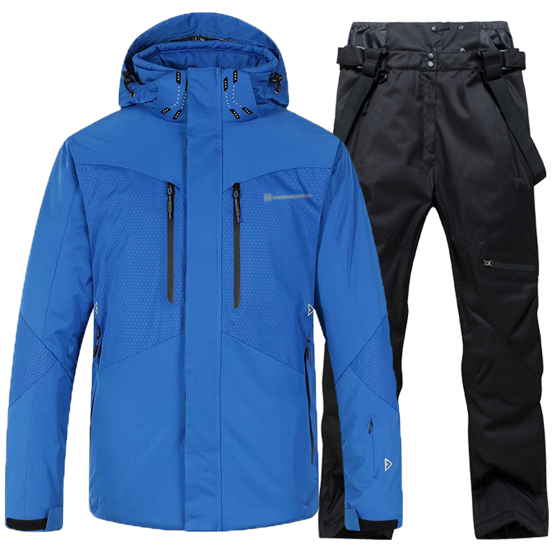 Men's Ski Suit Winter Windproof Waterproof Thickened Padded Warm Single and Double Board Niche Ski Jacket and Pants Set for Men