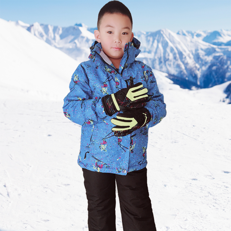 Outdoor Children Ski Suit Windproof warm and warm camouflak printed men and women Waterproof Ski Suit Pants Suit