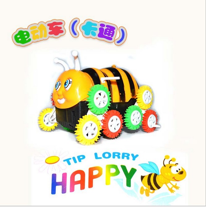 Small Bee Flipping Car Luminous Music Electric Toy Car Automatically Flipped Child Electric Car Puzzle Gift
